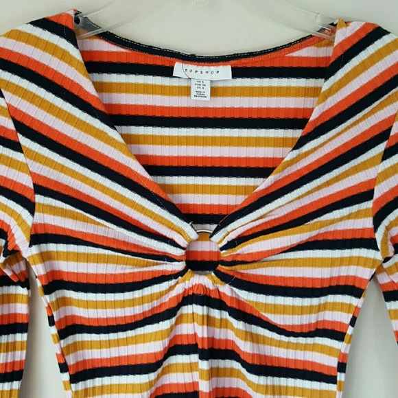 NWT TOPSHOP Stripe Ribbed Crop Top-Size 4 - Picture 3 of 7